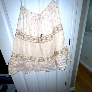 Naoo Nation AK Outfits Cream Double Lined 100% Cotton Skirt With Gold Glitter M